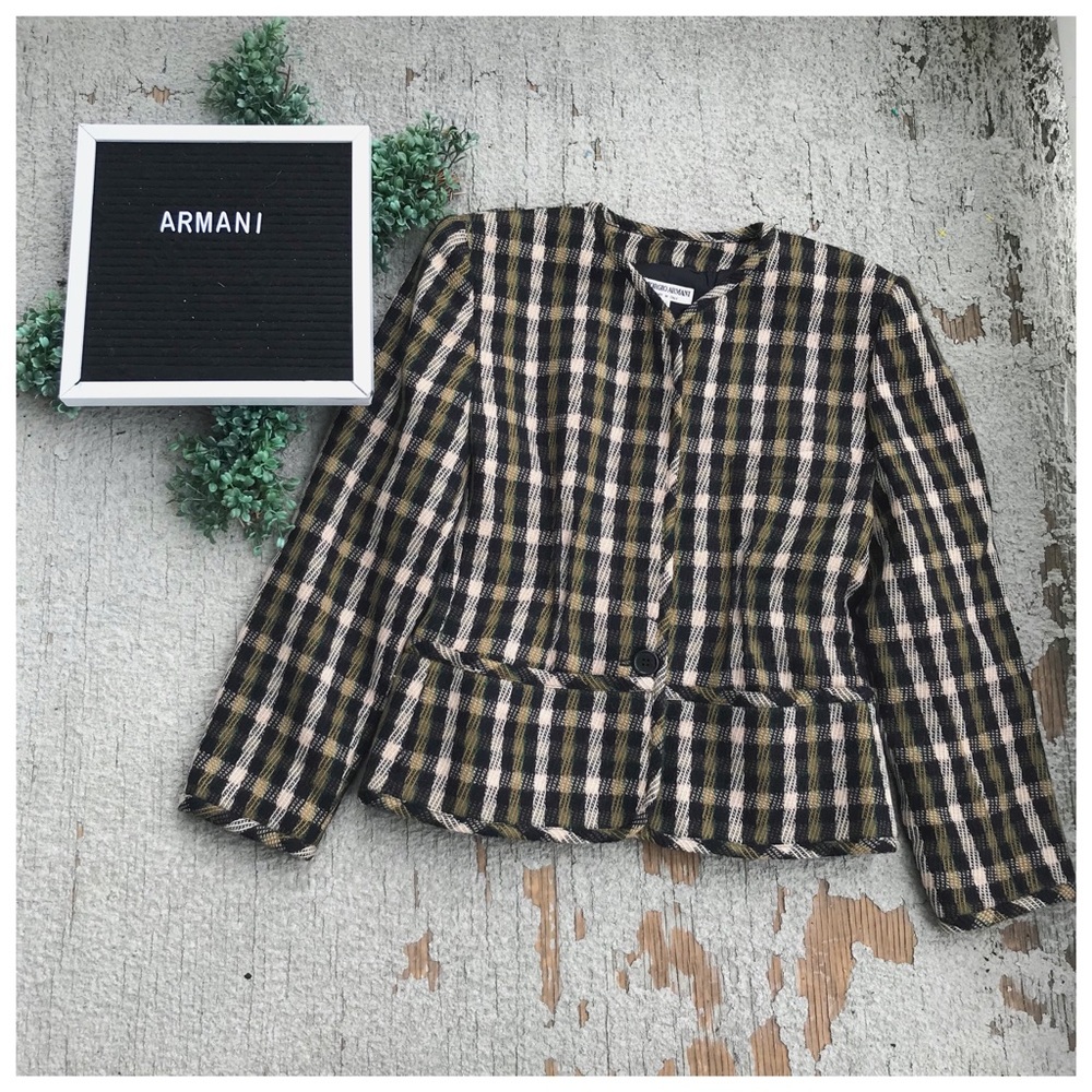 Giorgio Armani Vintage Tweed Check Blazer